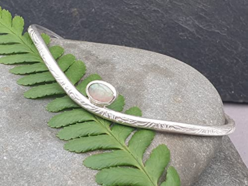 LeoLars-PABE Lightning Ridge Opal Design Armreif aus 925er Silber, Opal 8x6mm, Unikat, Handarbeit