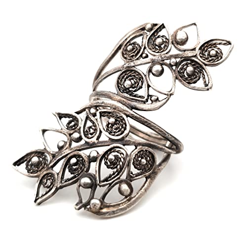 LeoLars-PABE Großer Elfen Wald Filigree Ring, Gr. 58, aus 925er Silber, teilgeschwärzt, Unikat, Handarbeit