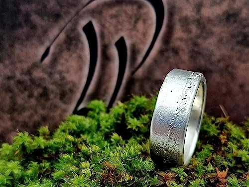 LeoLars-PABE Sandguss Ring Natur, Gr. 55, aus 925er Silber, natürliche Oberfläche, Unikat, Handarbeit