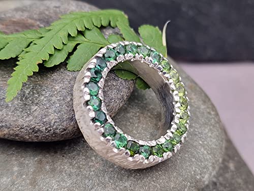 LeoLars-PABE Turmalin Ring aus 925er Silber mit Farbverlauf Gr. 57 (18), Ring, Vorsteckring, Anhänger, Structure Design, Massiv, Unikat, Handarbeit