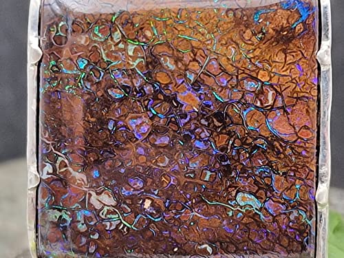 LeoLars-PABE Matrix Boulder Opal Anhänger aus 925er Silber mit grün-blau-lila Pinfire Opalfeuer und Muster, Unikat, Handarbeit