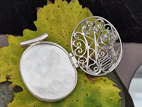 LeoLars-PABE Großes Filigree Medaillon aus 925er Silber, durchbrochenes Muster in Aboriginal Art, 52.8 x 42.1 x 10mm, Unikat, Handarbeit