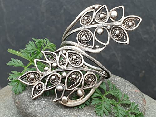 LeoLars-PABE Großer Elfen Wald Filigree Ring, Gr. 58, aus 925er Silber, teilgeschwärzt, Unikat, Handarbeit