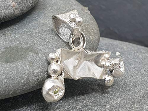 LeoLars-PABE Design Anhänger aus 925er Silber Balance mit Peridot und Rubin, Unikat, Handarbeit