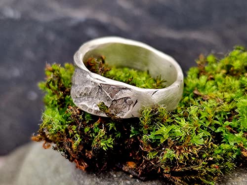 LeoLars-PABE 925er Silber Design Ring, Gr. 61-62, im Structure Design, Organisch, Natürlich, Unikat, Handarbeit