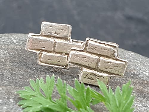 Mauer Ohrstecker aus 925er Silber, teilgeschwärzt, Unikat, Handarbeit