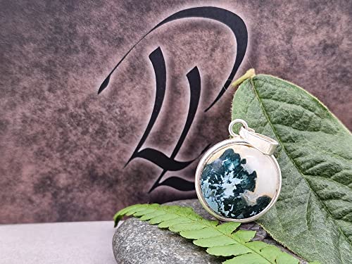 LeoLars-PABE Blauer Federachat Anhänger aus 925er Silber, Achat, blau-weiß, schlicht, Anhänger 22mm x 18mm x 3.5mm, Unikat, Handarbeit