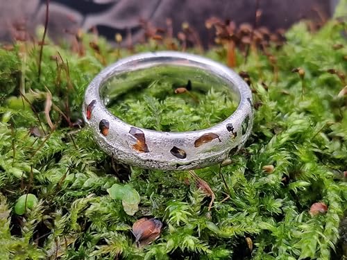 LeoLars-PABE Sandguss Design Ring mit eingegossenen verschieden farbigen Saphiren, Gr.57 (18,2), aus 925er Silber, Unikat, Handarbeit