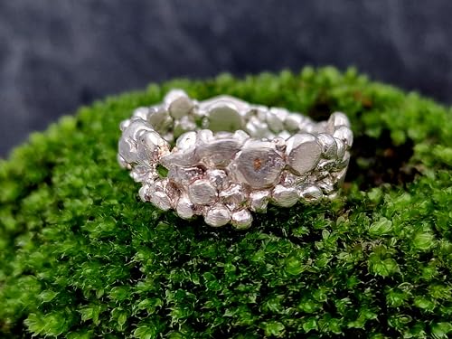 LeoLars-PABE Dot Design Ring aus 925er Silber, Gr.62 (19), besteht fast ausschließlich aus unterschiedlichen Punkten, Unikat, Handarbeit