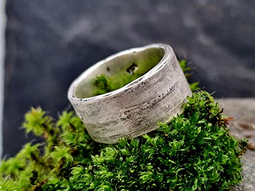 LeoLars-PABE Ring im Bambus Design aus 925er Silber, Gr.56-57, aus echten Bambusblättern, teilgeschwärzt, Unikat, Handarbeit