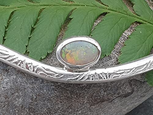 LeoLars-PABE Lightning Ridge Opal Design Armreif aus 925er Silber, Opal 8x6mm, Unikat, Handarbeit