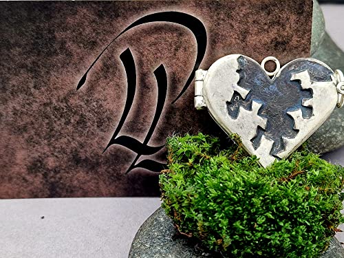 LeoLars-PABE 925er Silber Medaillon Broken Heart, groß, massiv, teilgeschwärzt, Design Medaillon, Unikat, Handarbeit