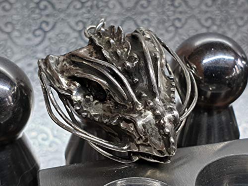 LeoLars-PABE Drachenkopf Anhänger aus 925er Silber mit Granat Augen, Drache, Unikat, Handarbeit