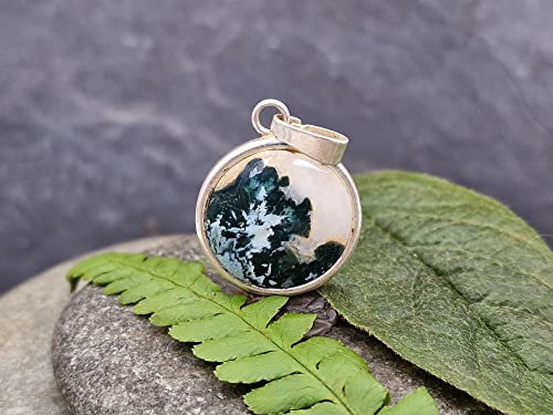 LeoLars-PABE Blauer Federachat Anhänger aus 925er Silber, Achat, blau-weiß, schlicht, Anhänger 22mm x 18mm x 3.5mm, Unikat, Handarbeit
