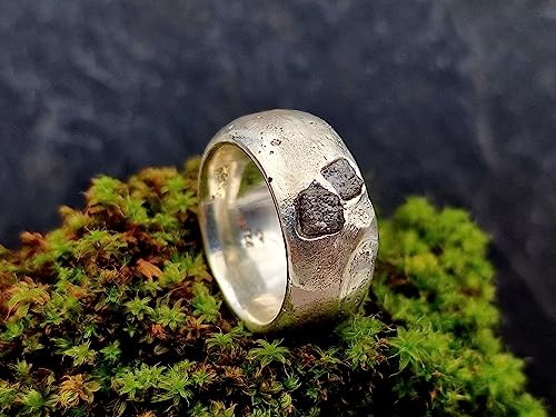 LeoLars-PABE Sandguss Design Ring, Gr.55, aus 925er Silber, rauh, ursprünglich, natürlich, mit 2 großen Rohdiamant Würfeln, Unikat, Handarbeit