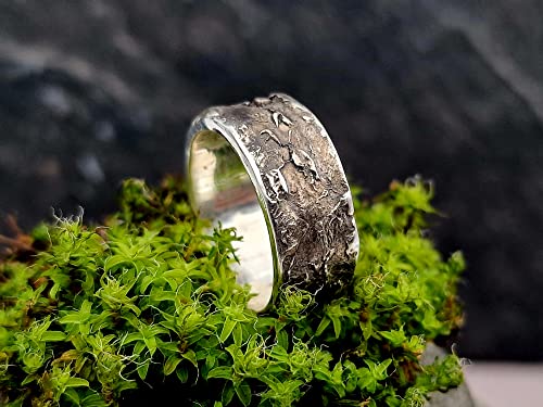 LeoLars-PABE Sushi Design Ring, Gr.56, aus 925er Silber mit echter Noriblatt Oberfläche, teilgeschwärzt, Unikat, Handarbeit