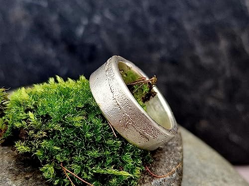 LeoLars-PABE Sandguss Ring Natur, Gr. 55, aus 925er Silber, natürliche Oberfläche, Unikat, Handarbeit