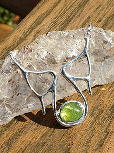 Turmalin Anhänger, 925er Silber, Grüner Turmalin, Cabochon, Unikat, Handarbeit
