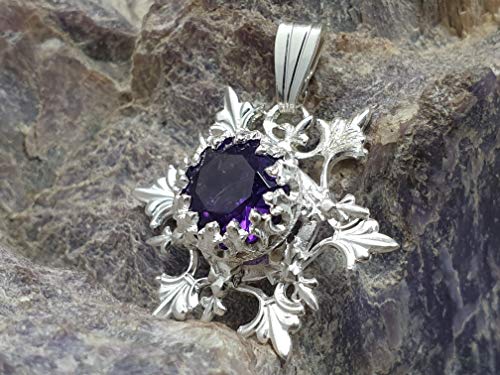 LeoLars-PABE Design Anhänger Schneeflocke mit Amethyst aus 925er Silber, Handarbeit
