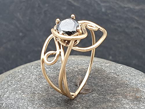 LeoLars-PABE Schwarzer Diamant 1.39ct. Ring Gr.57 aus 750er Gold, verspielt, zart, Golddraht, Unikat, Handarbeit