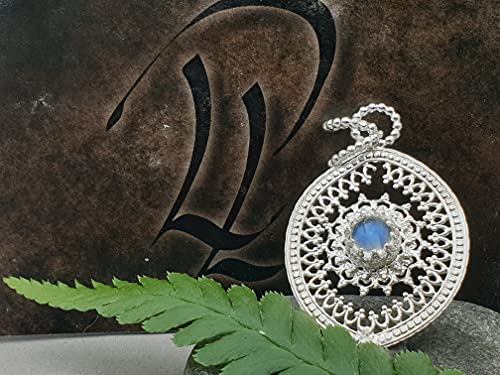 LeoLars-PABE Echter Ceylon Mondstein Filigree Anhänger aus 925er Silber, verspielt, modern, Unikat, Handarbeit