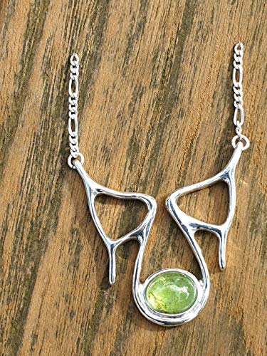 Turmalin Anhänger, 925er Silber, Grüner Turmalin, Cabochon, Unikat, Handarbeit