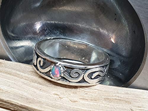 LeoLars-PABE Opal Ring aus 925er Silber mit Lightning Ridge Opal, Gr.63, Unikat, Handarbeit