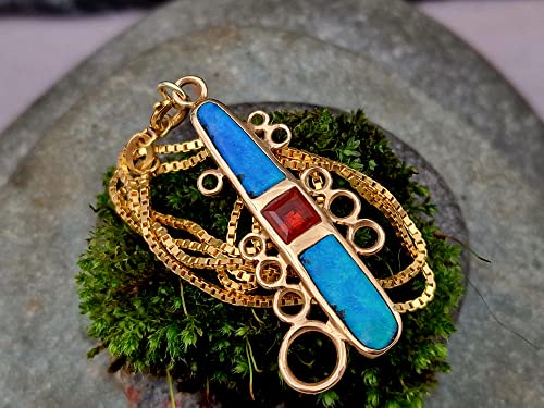 LeoLars-PABE 585er Gold Design Anhänger mit zwei GEM Boulder Opalen und einem Feueropal, Maritim, Leuchturm, mit Double Gold Kette, Unikat, Handarbeit