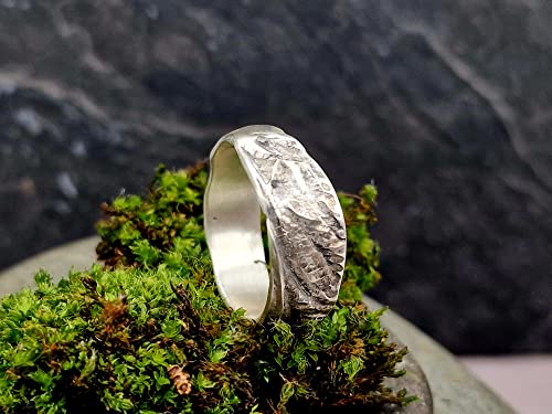 LeoLars-PABE 925er Silber Design Ring, Gr. 61-62, im Structure Design, Organisch, Natürlich, Unikat, Handarbeit