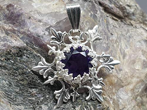 LeoLars-PABE Design Anhänger Schneeflocke mit Amethyst aus 925er Silber, Handarbeit