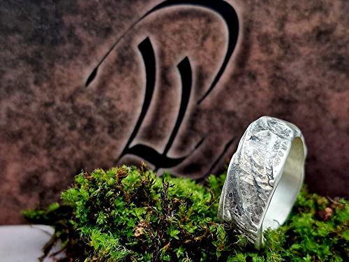 LeoLars-PABE 925er Silber Design Ring, Gr. 61-62, im Structure Design, Organisch, Natürlich, Unikat, Handarbeit