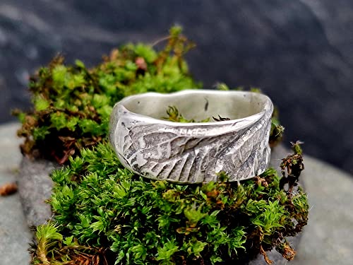 LeoLars-PABE 925er Silber Design Ring, Gr. 61-62, im Structure Design, Organisch, Natürlich, Unikat, Handarbeit