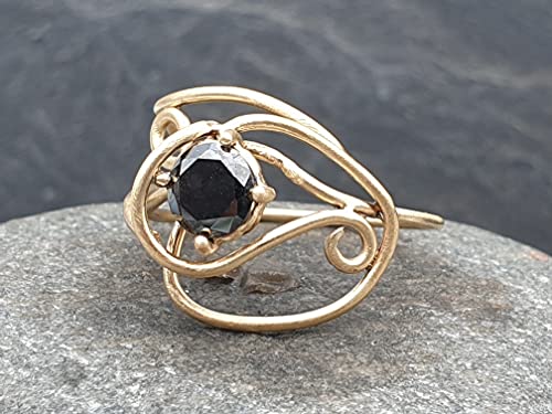 LeoLars-PABE Schwarzer Diamant 1.39ct. Ring Gr.57 aus 750er Gold, verspielt, zart, Golddraht, Unikat, Handarbeit