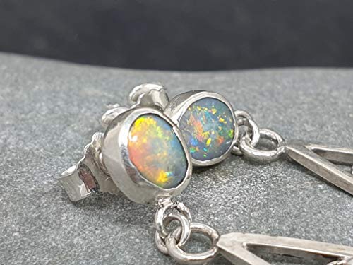 Lightning Ridge Opal Filigree Ohrhänger aus 925er Silber, Stecker, Traditionell und Modern, Unikat, Handarbeit