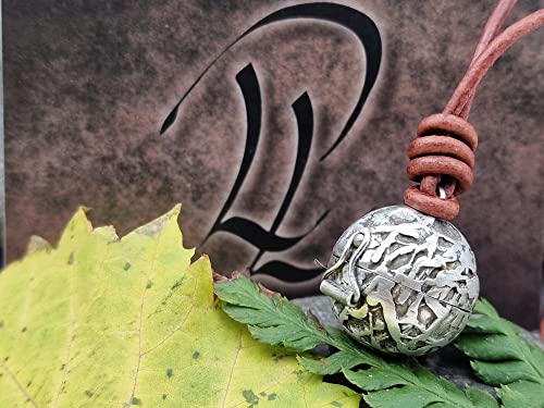 LeoLars-PABE Medaillon Kugel Planet aus 925er Silber mit Rhodochrosit Kugel in innern, Unikat, Handarbeit