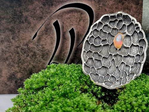 LeoLars-PABE Lightning Ridge Opal Design Anhänger aus 925er Silber mit geadertem Muster, teilgeschwärzt, aufhängung hinten, Unikat, Handarbeit