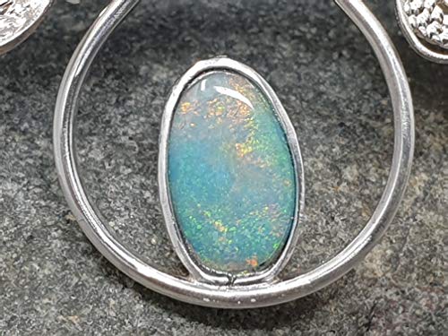LeoLars-PABE Lightning Ridge Opal Filigree Anhänger aus 925er Silber, Filigranes Florales Design, Unikat, Handarbeit