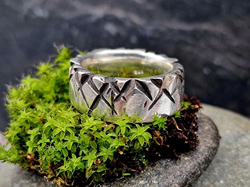 LeoLars-PABE Design Ring aus 925er Silber, Gr. 61-62, sehr massiv, Unisex, teilgeschwärzt, Bikerring, Unikat, Handarbeit