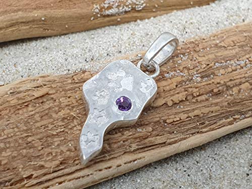 LeoLars-PABE 925er Silber Anhänger mit Pfötchen und Amethyst, Pfote, Unikat, Handarbeit