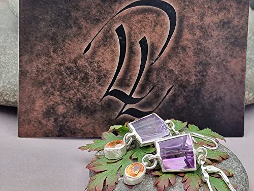 Amethyst, Mandarin Garant Design Ohrhänger aus 925er Silber, Spezial Spiegel Design Schliff, mit Brisuren, Unikat, Handarbeit