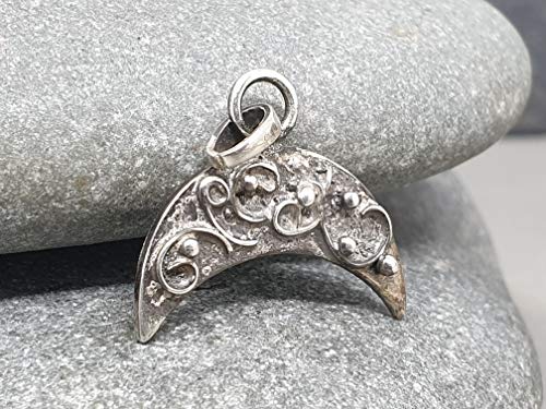 LeoLars-PABE Halbmond Anhänger aus 925er Silber, mystisches Design, Unikat, Handarbeit