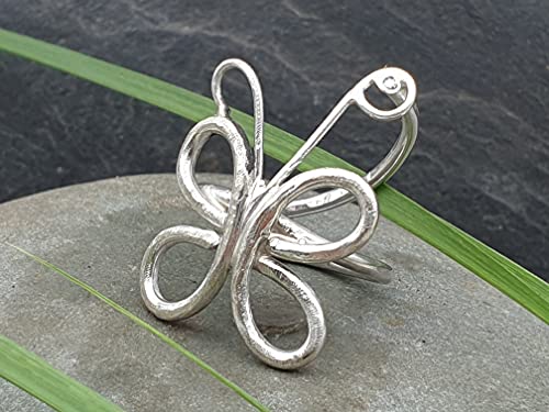 LeoLars-PABE Design Ring Schmetterling, Gr.63, aus 925er Silber mit Brilliant, Unikat, Handarbeit