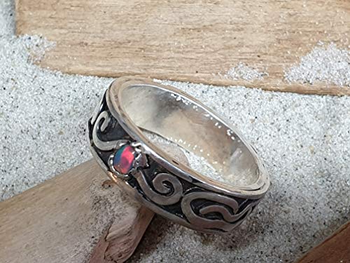 LeoLars-PABE Opal Ring aus 925er Silber mit Lightning Ridge Opal, Gr.63, Unikat, Handarbeit