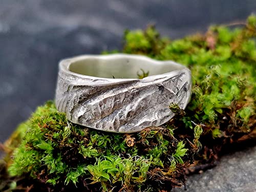 LeoLars-PABE 925er Silber Design Ring, Gr. 61-62, im Structure Design, Organisch, Natürlich, Unikat, Handarbeit