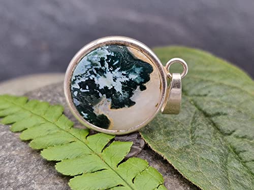 LeoLars-PABE Blauer Federachat Anhänger aus 925er Silber, Achat, blau-weiß, schlicht, Anhänger 22mm x 18mm x 3.5mm, Unikat, Handarbeit