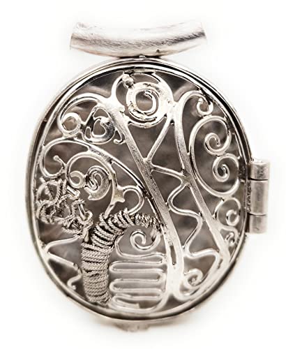 LeoLars-PABE Großes Filigree Medaillon aus 925er Silber, durchbrochenes Muster in Aboriginal Art, 52.8 x 42.1 x 10mm, Unikat, Handarbeit