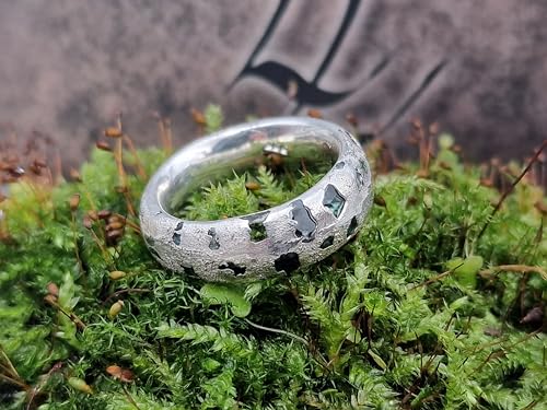 LeoLars-PABE Sandguss Design Ring, Gr.54 (17,2), aus 925er Silber mit eingegossenen echten blauen Saphiren, Unikat, Handarbeit