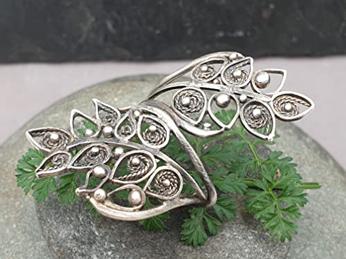 LeoLars-PABE Großer Elfen Wald Filigree Ring, Gr. 58, aus 925er Silber, teilgeschwärzt, Unikat, Handarbeit