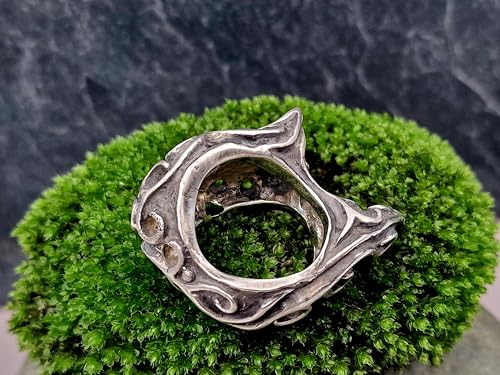 LeoLars-PABE Anderthalb Finger Design Ring, Gr.59 (18,7), aus 925er Silber mit Schnörkeln, Super massiv, Groß, teilgeschwärzt, Unikat, Handarbeit