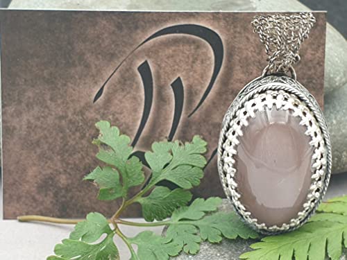 LeoLars-PABE Großer indischer Mondstein Filigree Anhänger aus 925er Silber, dark-rose, massiv, groß, teilgeschwärzt, Unikat, Handarbeit